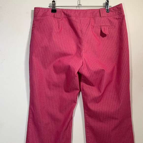 Next Capri Trousers Pink Pinstripe Cotton Blend Cuffed Hem With Pockets UK 14 - Picture 8 of 13